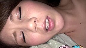 this yummy honey uses her big natural tits to give her guy a hard on