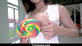 little asian girl satisfies horny appetite with big load