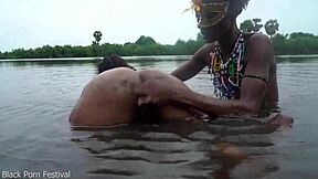 when the 2 lesbian of the tribe bath together in the village river