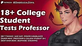 18 college student teases her professor and gets held after class for discipline