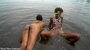 when the 2 lesbian of the tribe bath together in the village river