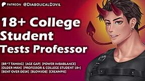 18 college student teases her professor and gets held after class for discipline
