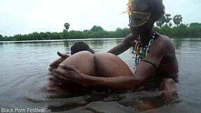 when the 2 lesbian of the tribe bath together in the village river
