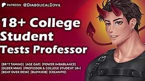 18 college student teases her professor and gets held after class for discipline