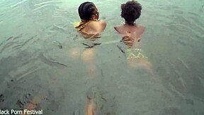 when the 2 lesbian of the tribe bath together in the village river