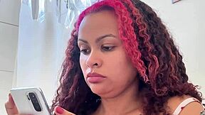 Chubby brazilian girl farts on toilet during morning routine