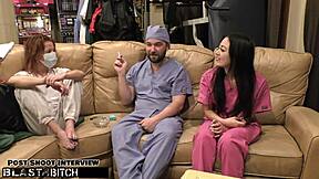 Doctor tampa gives blaire celeste backstage jizz treatment