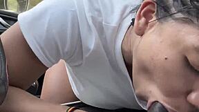 a stranger helps me transporting me and my only way to give him a sloppy blowjob