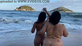 Lesbian friends reunite and fuck publicly at beach!
