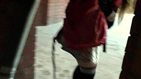 student smoking outdoors sucks stranger cock