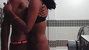 Desi wife in black bra gets hard doggy fuck