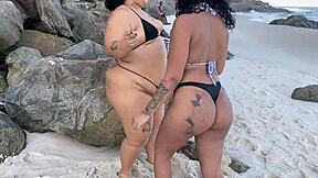 Lesbian friends reunite and fuck publicly at beach!
