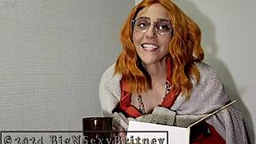 Big Sexy Britney Gives Hot Librarian Blowjob And Facial