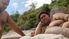 Brazilian Milf Flashes Big Pussy At Beach
