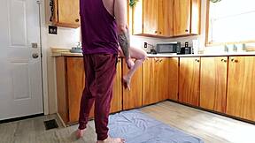 I give stepdaughter massive squirting orgasms in the kitchen