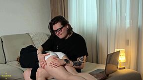 lesbian caught stealing gets cunnilingus orgasm from redhead