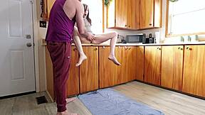 I give stepdaughter massive squirting orgasms in the kitchen