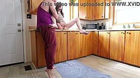 I give stepdaughter massive squirting orgasms in the kitchen