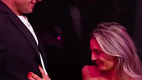 Cuckold husband joins wife and random guy in bar toilet