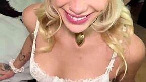 Sexy Blonde Dylan Moore Worships Monster Cock With Deepthroat And Handjob