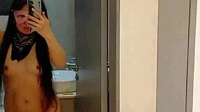 I couldnt stop mirror giant dildo session in bathroom