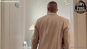 why is this huge muscular boss jerking off in his beachfront villa