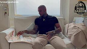 why is this huge muscular boss jerking off in his beachfront villa