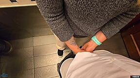 stranger cum in my panties in restaurant toilet