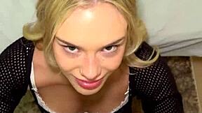 Sexy Blonde Dylan Moore Worships Monster Cock With Deepthroat And Handjob