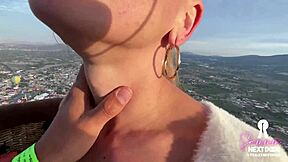 date night risky sunrise sex she swallows over pyramids in air balloon
