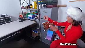 Busty milf in tight gear busted and fucked