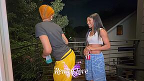 Ebony girls do lesbian roleplay with tattoos