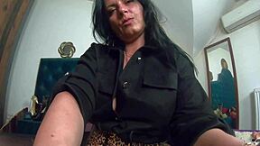 ripped pantyhose slut rides dildo with joi and slaps