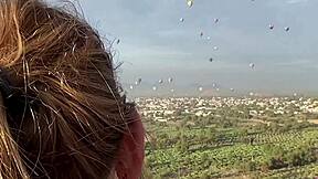 date night risky sunrise sex she swallows over pyramids in air balloon