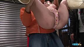 Asian woman stays bound during intense party play