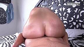 Big tit latina rides cock then bent