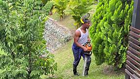 im a gardener and my bosss wife is an unfaithful ebony milf with a perfect ass who likes my big black cock