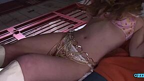 Asian woman stays bound during intense party play