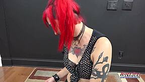 Jackie tiny tattooed ginger eager for rimjob messy bj and swallow