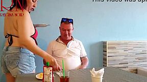 naked waitress lets restaurant guest eat from her navel