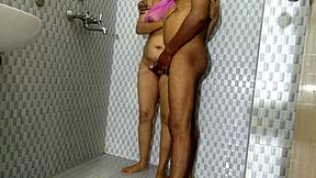 Stepmom gets pounded standing in bathroom by desi taboo family