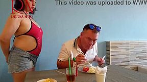 naked waitress lets restaurant guest eat from her navel