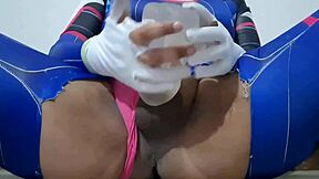 big cock trans girl fucks clear fleshlight in dva cosplay