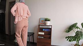 Step mom in hijab catches step son watching porn