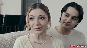 teen and her bf fucking their milf tutor in threesome