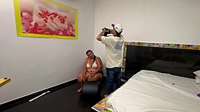 photo session ends with handjob and cum