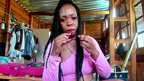 Big bootytrying on denim shorts and long boots