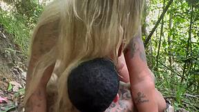 Do you want to see this married woman fucking outdoors with two guys in the woods