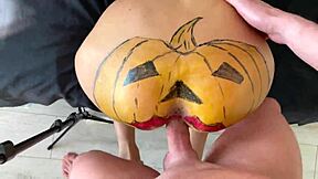 stepmom celebrates halloween with best fuck