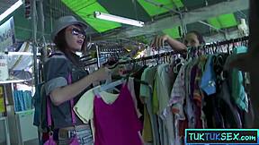 tongue pierced tiny 18+ thai milf gets picked up by two foreigners